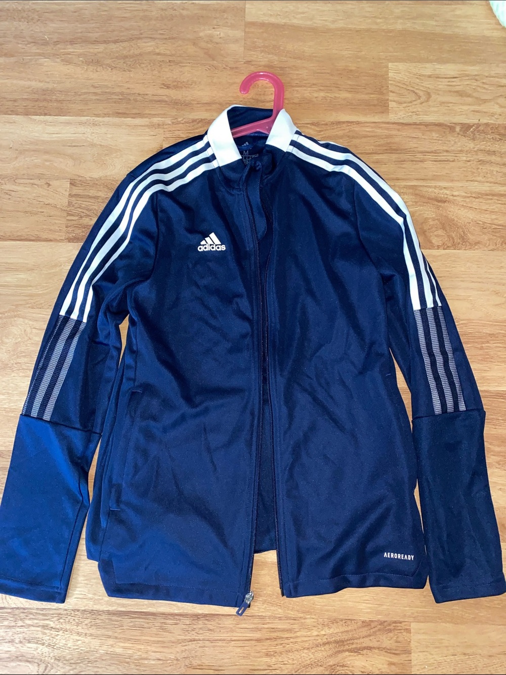 adidas Navy and White Athletic Zip Track Jacket